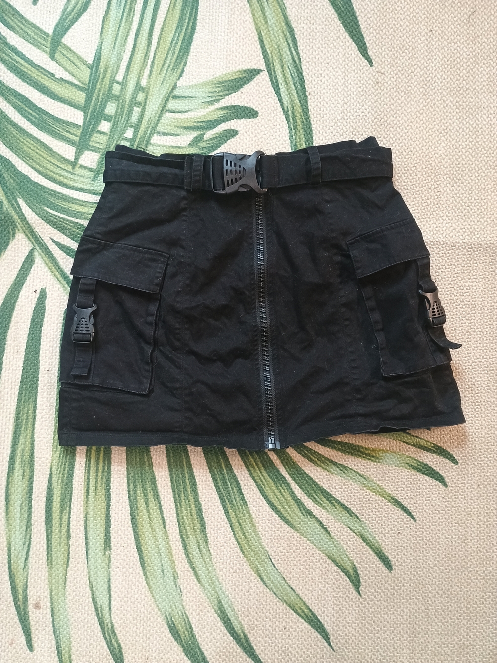 Poster Girl Black Cargo Mini Skirt with Front Zip and Utility Pockets